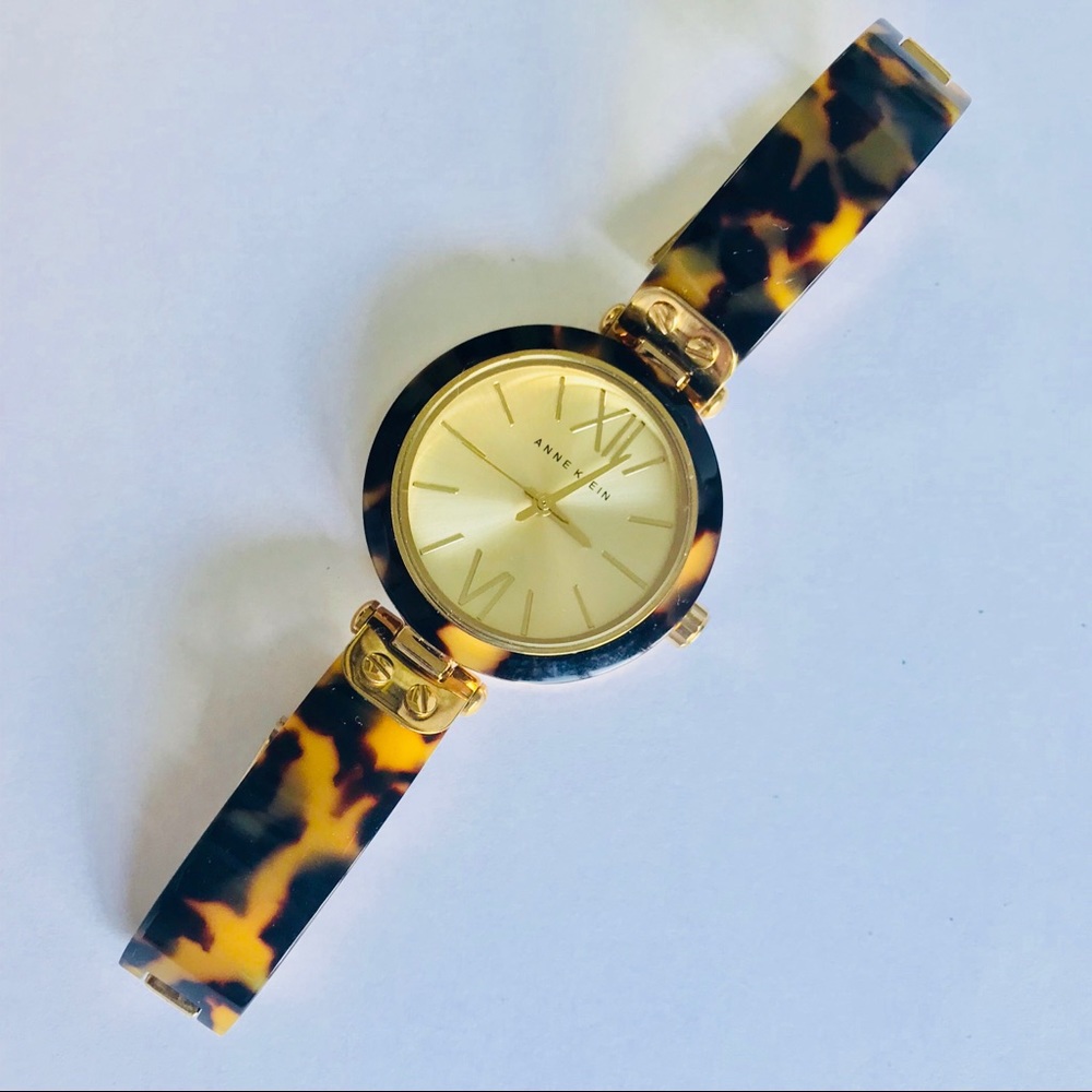 Anne Klein tortoise gold-tone bracelet watch NEW